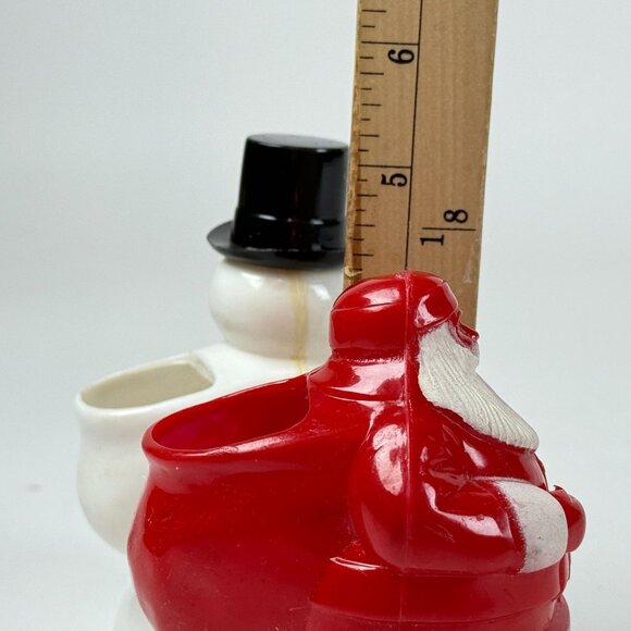 Vintage Rosbro Plastic Snowman Santa Planter Duo Skier Christmas Display Decor - Picture 14 of 14